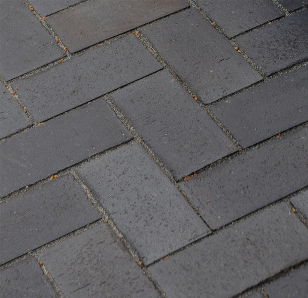 Närbild på svart marktegel.